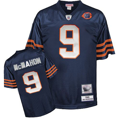 Chicago Bears Authentic Navy Blue Men Jim McMahon Home Jersey NFL Football #9 Bear Patch Throwback->nfl t-shirts->Sports Accessory